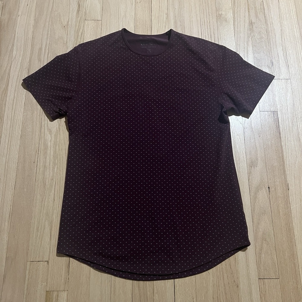 BYLT Drop Cut‎ SS Lux T Shirt Mens Large Purple Polka Dot Stretch Performance